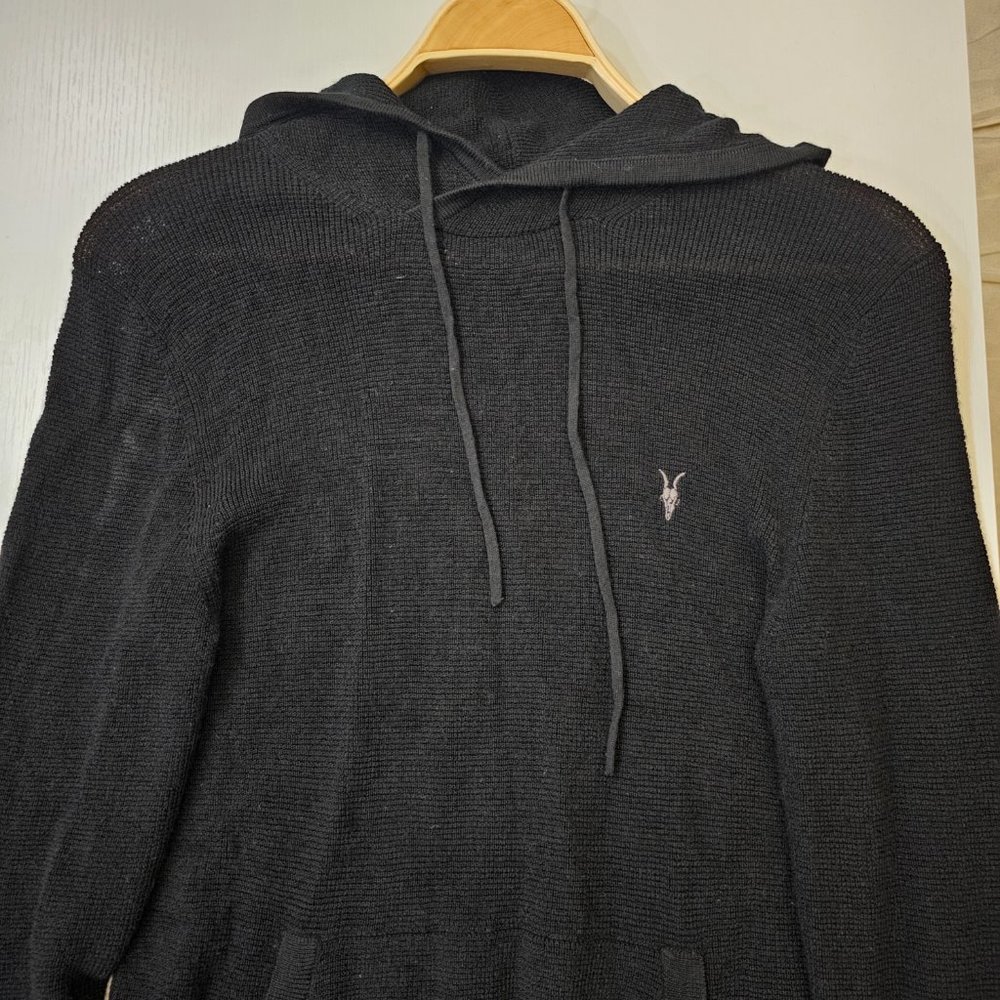 AllSaints Men's Black Ivar 100% Merino Long Sleeve Hoodie size XS - Picture 4 of 16